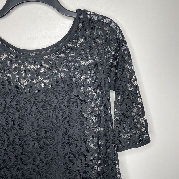 MARCHESA NOTTE Womens Black Embroidered Lace Overlay Mini Dress Sz 0 Silk Slip - Picture 3 of 12